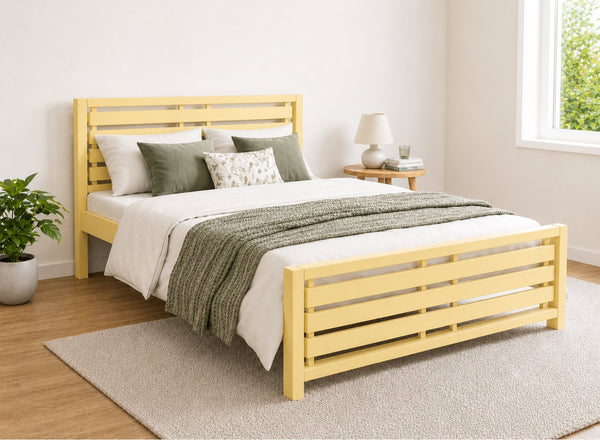 Narford Painted Yellow Oak Bed in a Scandi High End Style
