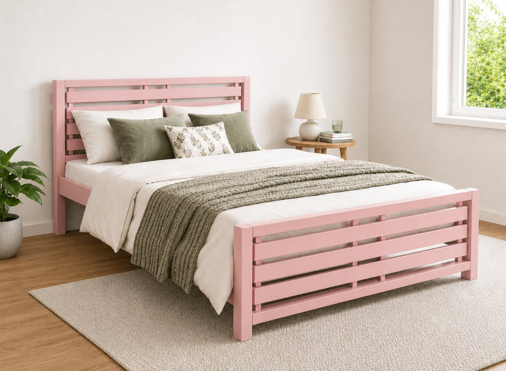 Narford Painted Pink Oak Bed in a Scandi High End Style