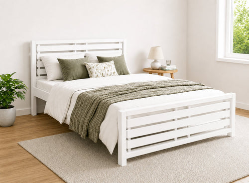 Narford Painted White Oak Bed in a Scandi High End Style