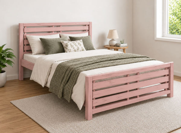 Narford Painted Pink Oak Bed in a Scandi High End Style