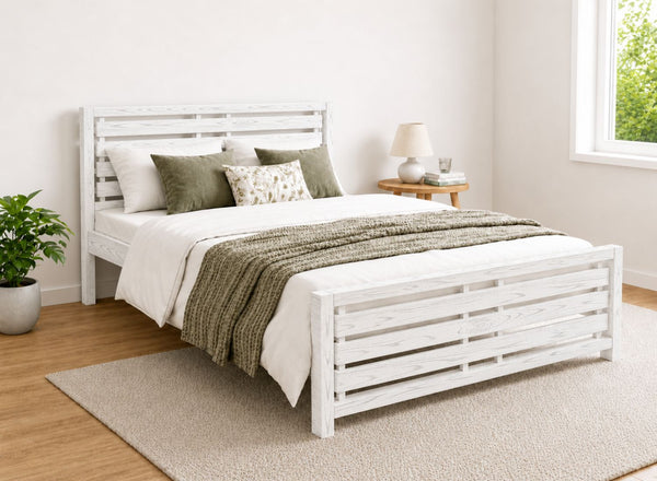 Narford Painted White Oak Bed in a Scandi High End Style