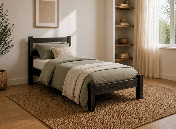 Newport Black Wooden Bed, Single Size