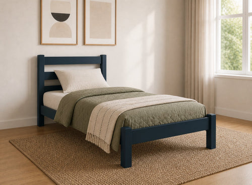Newport Blue Wooden Bed, Single Size