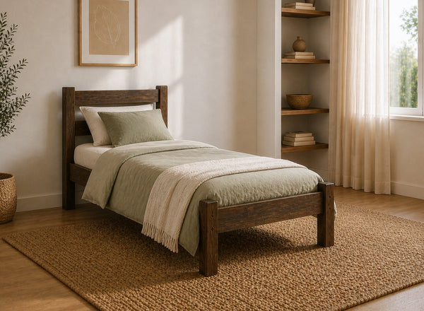 Newport Chocolate Wooden Bed, Single Size