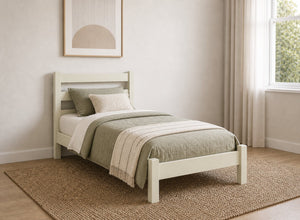 Newport Cream Wooden Bed, Single Size