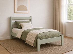 Newport Sage Green Wooden Bed, Single Size