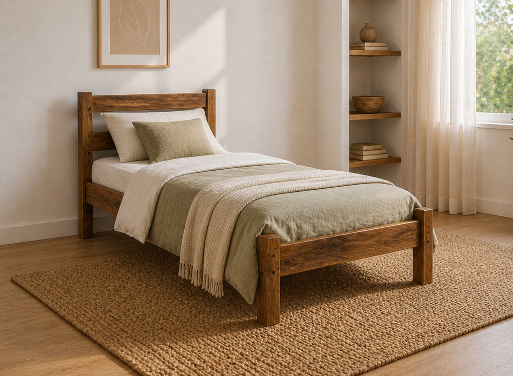 Newport Stained Antique Wooden Bed 