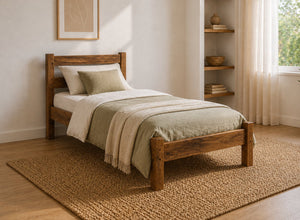Newport Oak Wooden Bed, Single Size