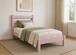 Newport Pink Wooden Bed, Single Size