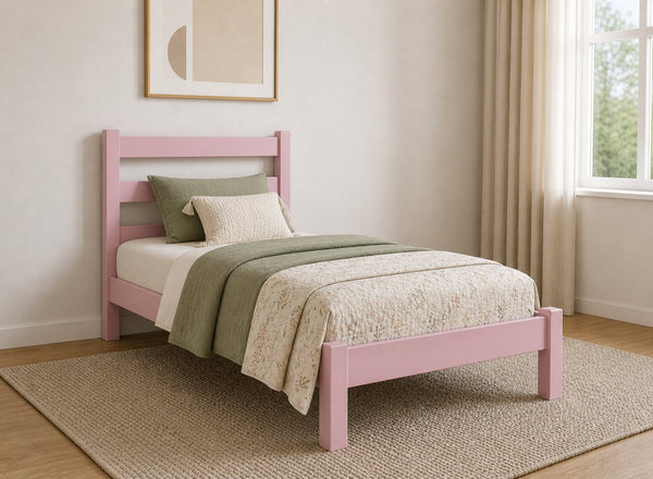 Newport Pink Wooden Bed, Single Size