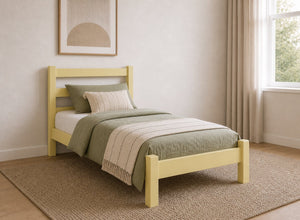 Newport Yellow Wooden Bed, Single Size