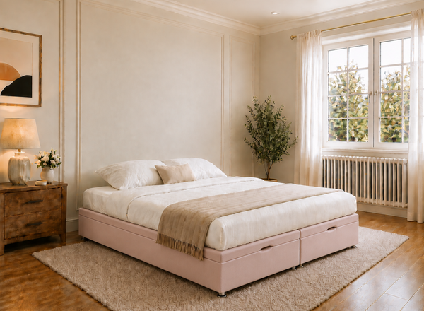 Oversized Ottoman Base in Blush Pink Velvet