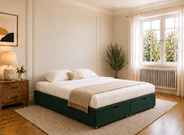 Oversized Ottoman Base in Bottle Green Velvet