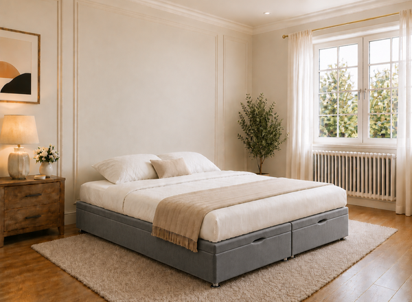 Oversized Ottoman Base in Granite Grey Velvet