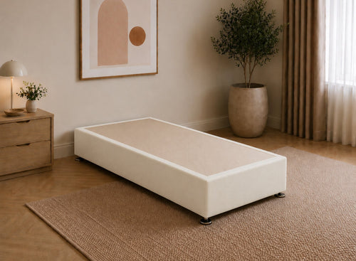 Single Divan Base in Oyster Cream Velvet