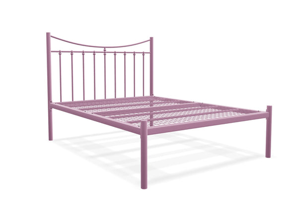 Bronx Low End Metal Bed Frame Finished in Painted Pink