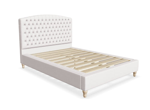 Chesterfield Fabric Bed Frame Finished in Moda Putty Cream Fabric