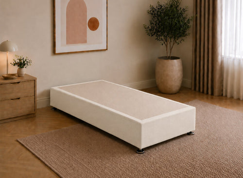 Single Divan Base in Putty Cream Flat Weave