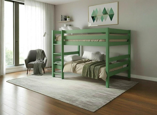 Quad Wooden Bunk in Emerald Green Finish (Left Ladder)