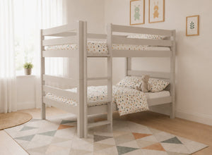 Keswick Wooden Quad Bunk in Painted Grey (Left Ladder)