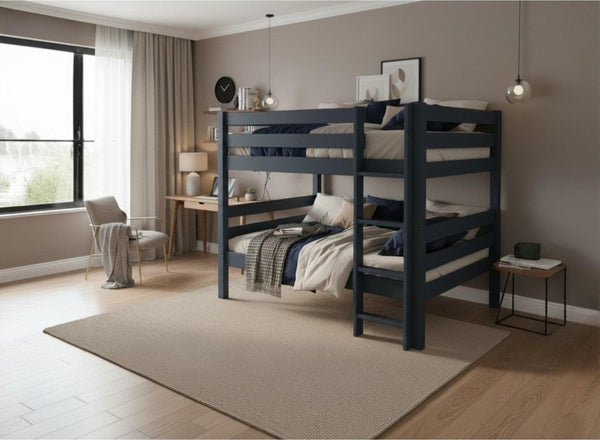 Quad Wooden Bunk in Hague Blue Finish (Right Ladder)
