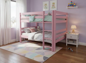 Quad Wooden Bunk in Nancy's Blushes Pink Finish (Right Ladder)