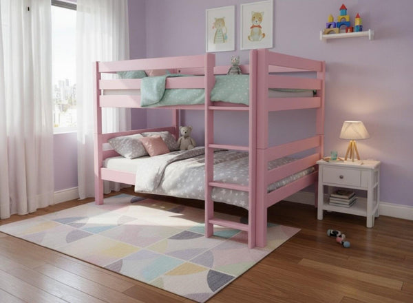 Quad Wooden Bunk in Nancy's Blushes Pink Finish (Right Ladder)