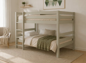 Keswick Wooden Quad Bunk in Painted Sage Green (Left Ladder)