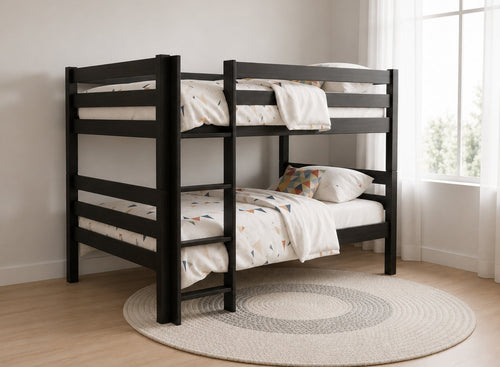 Keswick Wooden Quad Bunk in Black Stain (Left Ladder)