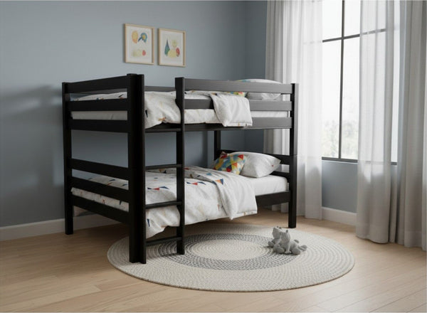 Quad Wooden Bunk in Black Ash Finish (Left Ladder)