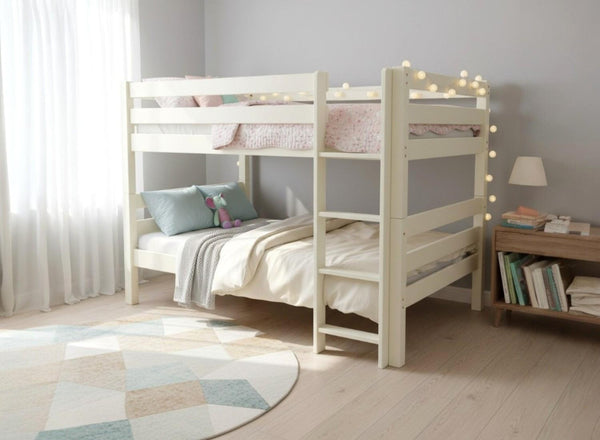 Quad Wooden Bunk in James White Finish (Right Ladder)