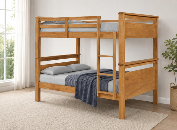 Quad Wooden Bunk Bed in Light Oak