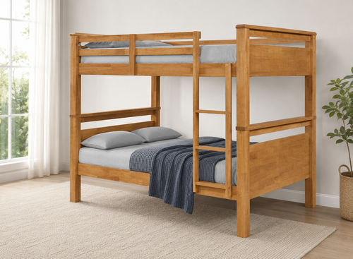 Quad Wooden Bunk Bed in Light Oak