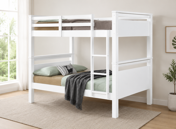 Quad Wooden Bunk Bed in White