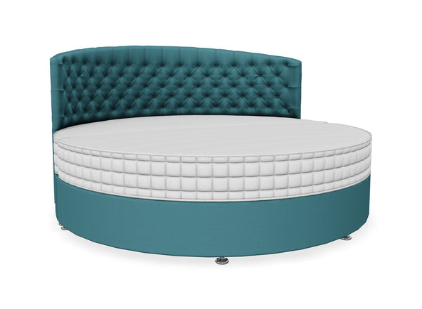 Round Bed Finished in Moda Flat Weave Cobalt Blue Fabric