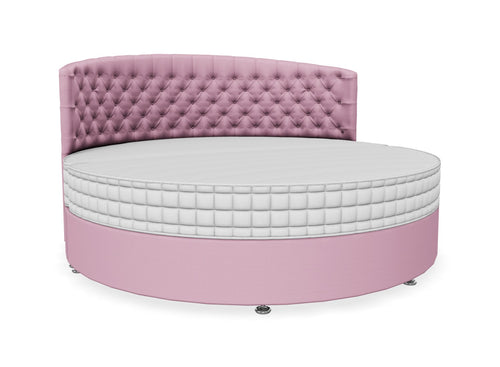 Round Bed Finished in Moda Flat Weave Rose Pink Fabric