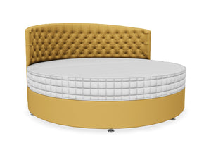 Round Bed Finished in Moda Flat Weave Ochre Yellow Fabric