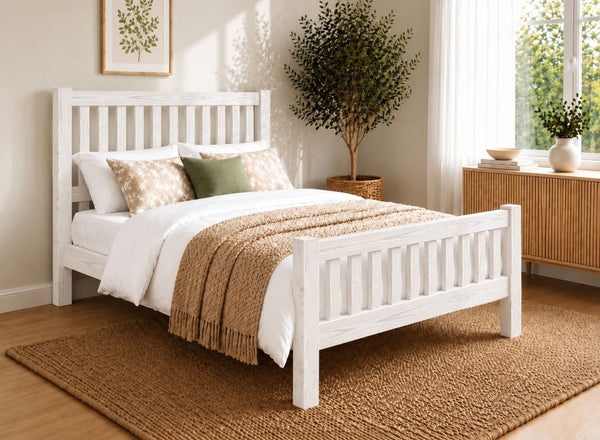 Shelton Painted Cream Solid Oak Bed in High End