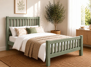 Shelton Painted Green Solid Oak Bed in High End