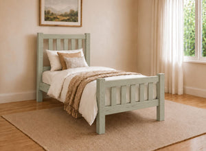 Shelton Painted Green Solid Oak Bed in High End, Single Size