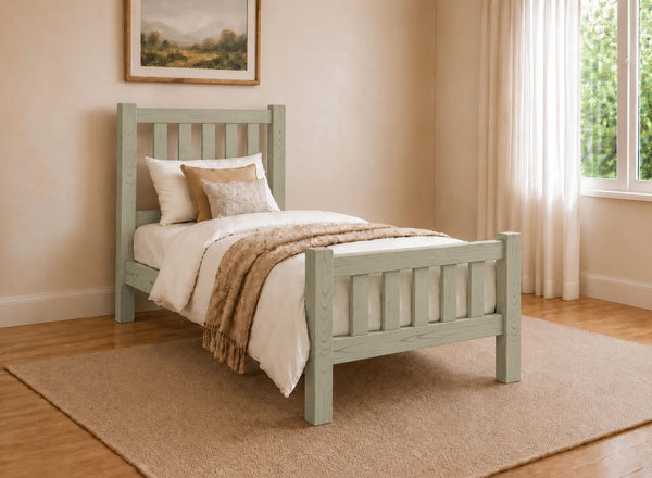 Shelton Painted Green Solid Oak Bed in High End, Single Size