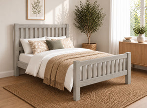 Shelton Painted Grey Solid Oak Bed in High End