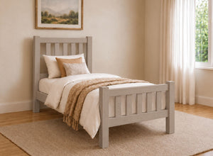 Shelton Painted Grey Solid Oak Bed in High End, Single Size