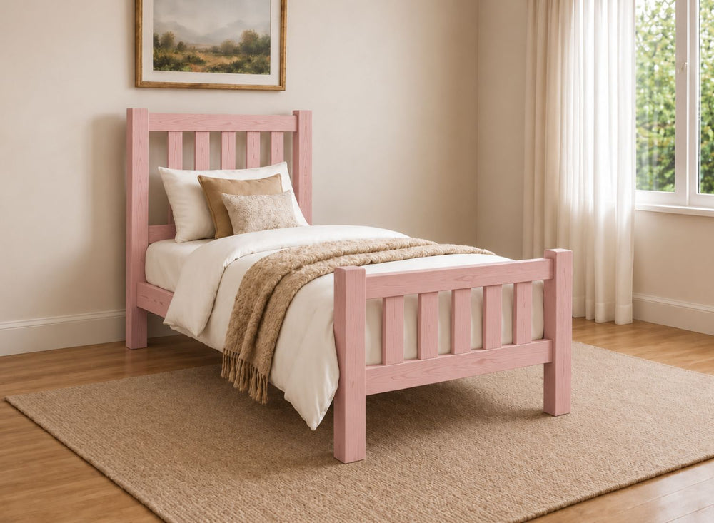 Shelton Stained Oak Wooden Bed in High End