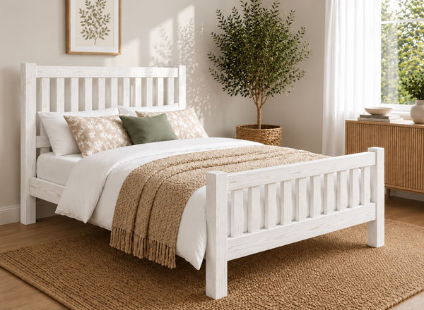 Shelton Painted White Solid Oak Bed in High End