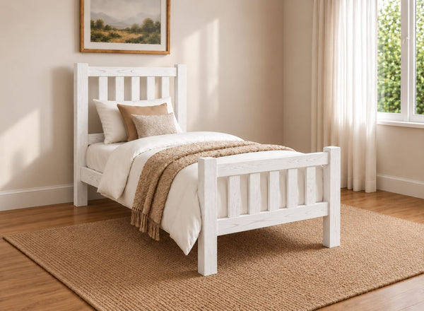 Shelton Painted White Solid Oak Bed in High End, Single Size