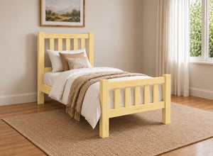 Shelton Painted Yellow Solid Oak Bed in High End, Single Size