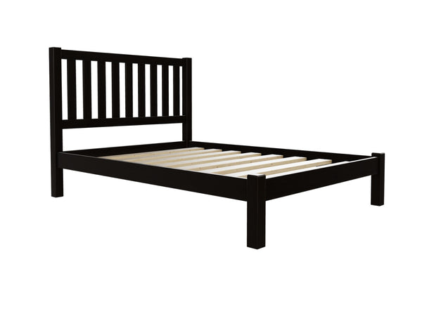 Shelton Low End Wooden Bed Finished in Stained Black Ash