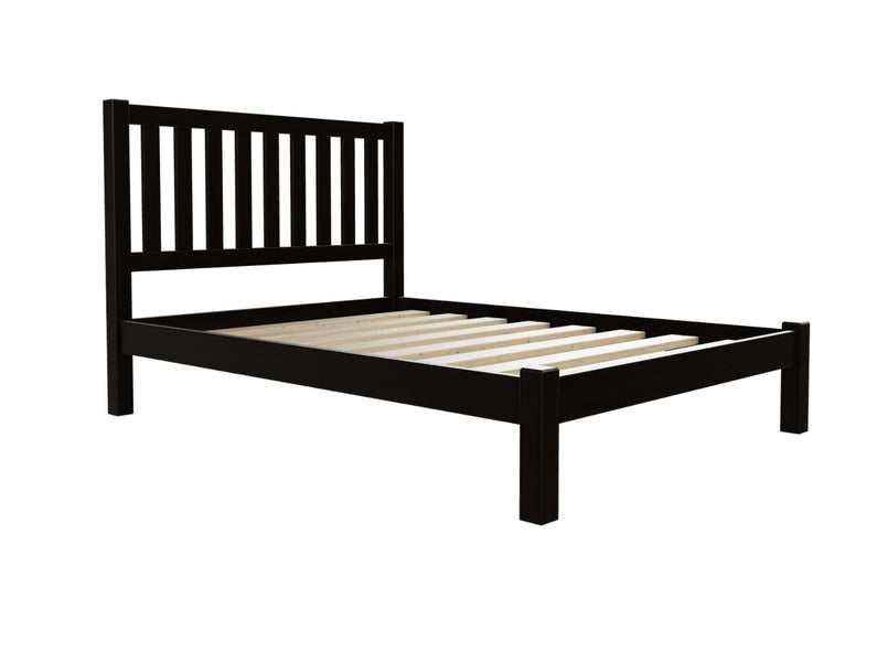 Shelton Low End Wooden Bed Finished in Stained Black Ash