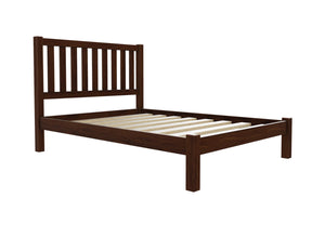 Shelton Low End Wooden Bed Finished in Stained Chocolate Brown
